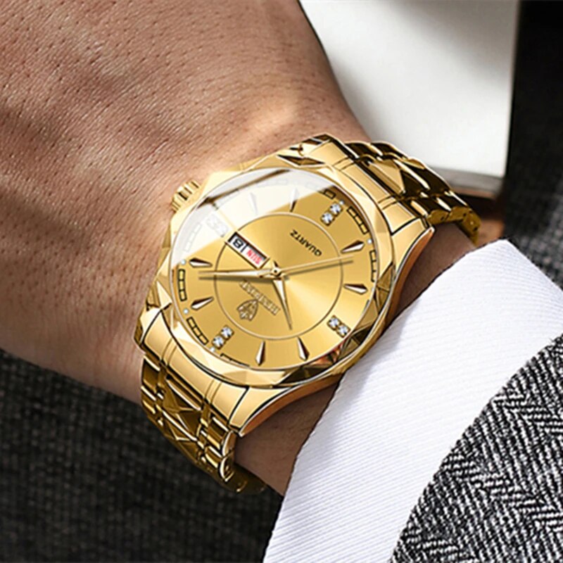 Fashion Luxury Gold Watch Men 2023 New Military Sport Quartz Wristwatch Calenda image 10