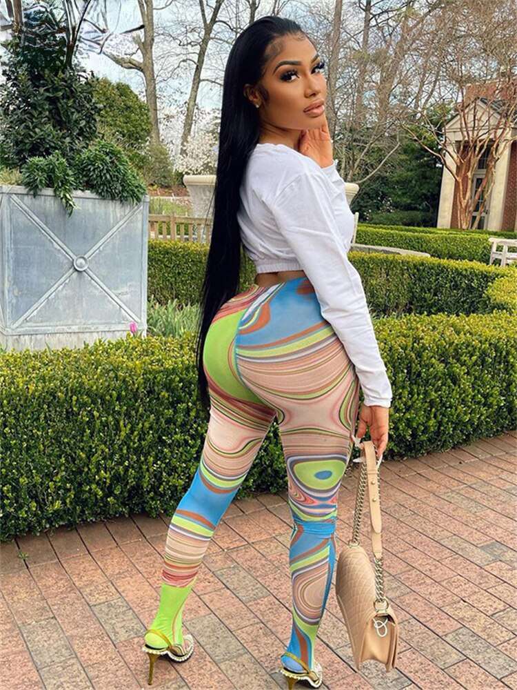 ropa aesthetic y2k pants Mesh Printing Sheer Cute Panty Skinny See Through image 3