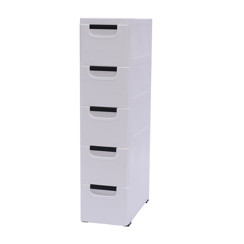 5-Tier Vertical Clothing Storage Cabinet Narrow Plastic Clothing Organizer Towe image 4