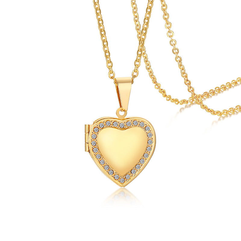 Fashion Heart Locket Necklaces for Women Lady Jewelry Gold and Silver Color Per image 4