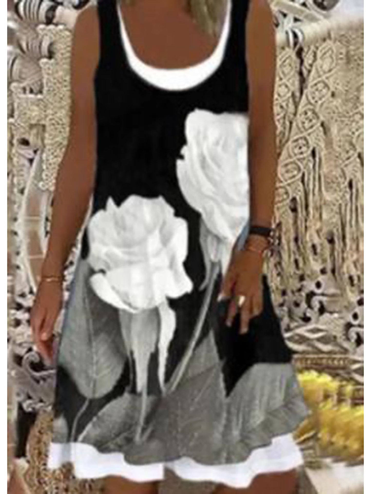 2024 Europe and the United States spring and summer new women's print splicing image 6