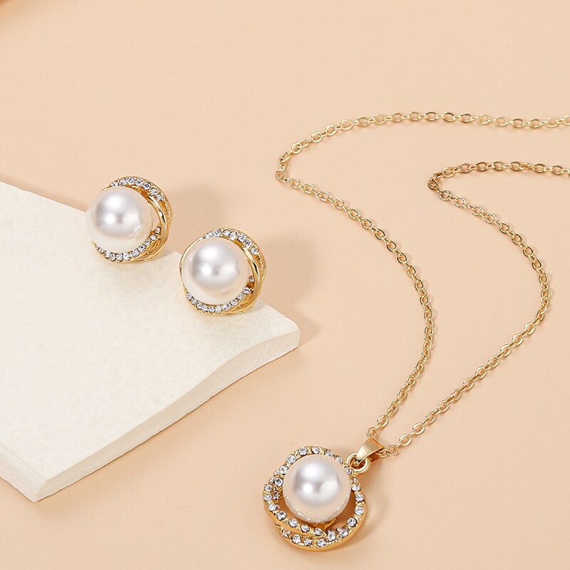 South Sea Shell Pearl Gold-Color Jewelry Sets for Women Cubic Zirconia Necklace image 3