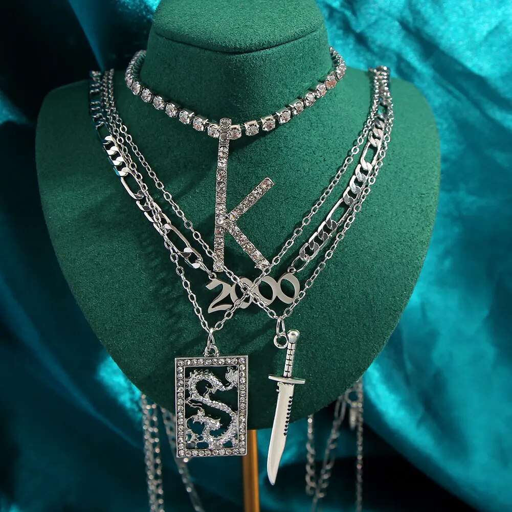 New Multi Layer Butterfly Dragon Charms Crystal Necklaces For Women Punk Golden image 11