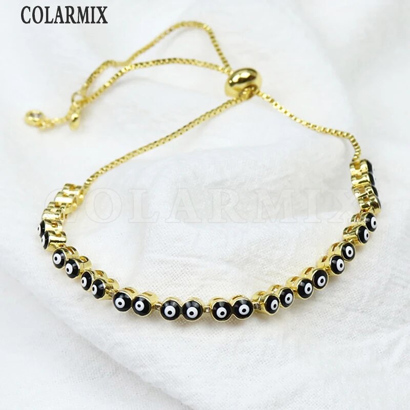 10Pcs 2022 Bracelet Enamel Colorful Eyes Braceelt Jewelry for Women Gold Plate image 4
