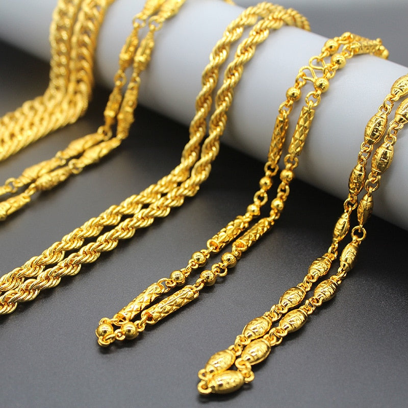 24k Gold Plated Necklace For Men Original Hiphop Bar Rap Rope Chain Africa Jewe image 9