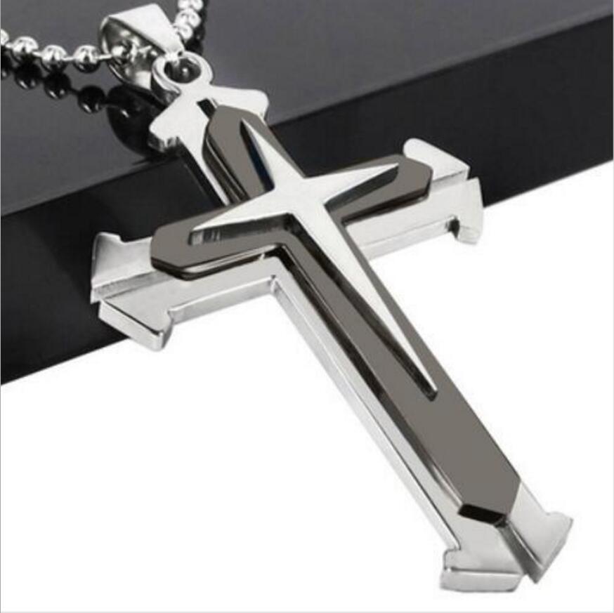 Religious Jesus Cross Necklace for Men 2021 New Fashion Gold color Cross image 7