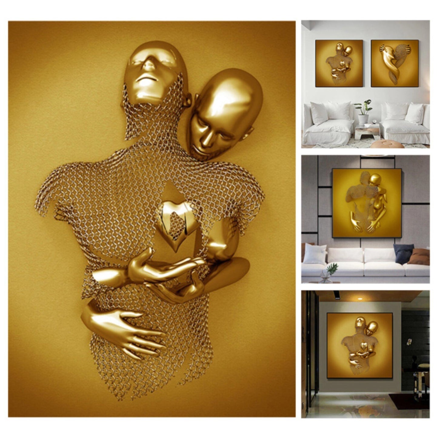 Picture for Living Room Wall Decorations Valentine's Day Love Heart Gold Art Wa image 5