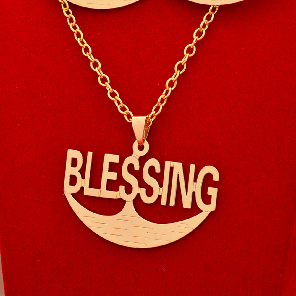Dubai Gold Color Letter Blessing Jewelry Sets For Women African Wedding Necklac image 8