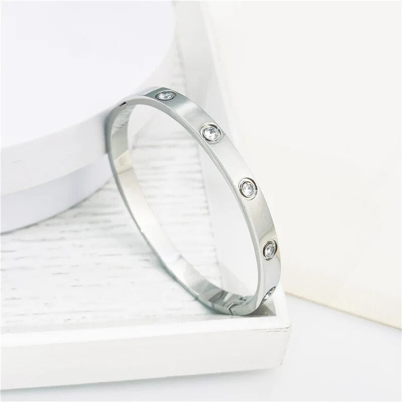 2023 New Design Gold Color Zircon And Cross Nut Nail Bracelet Gold & Bangle For image 9