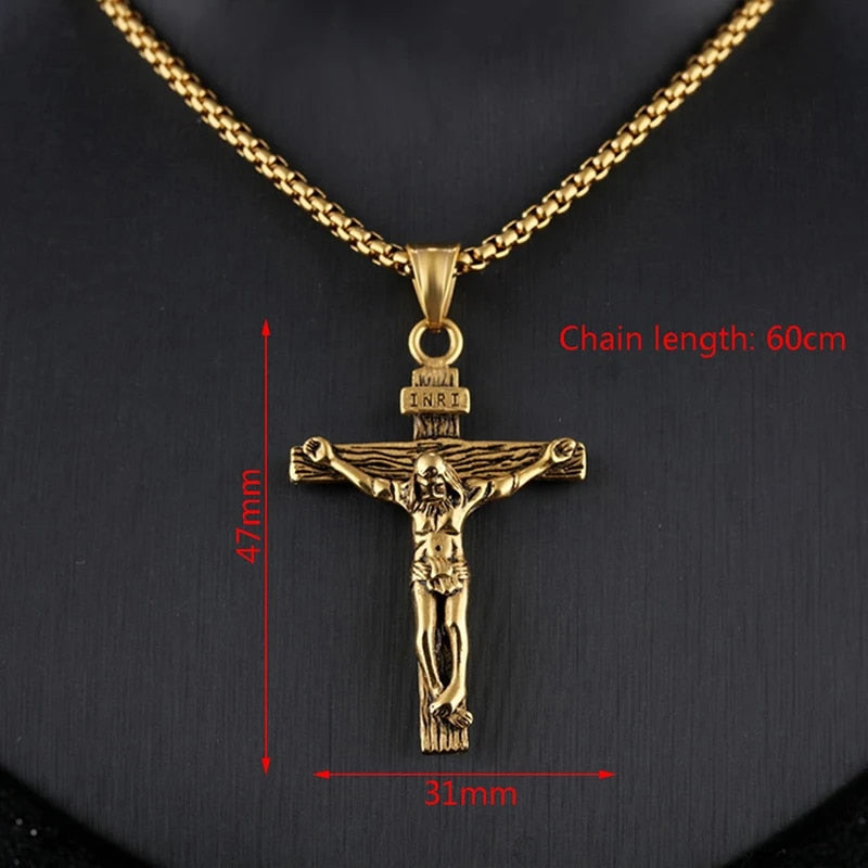 Fashion Crucifix Jesus Christ Men Jewelry Gold Brown Silver Color Metal Cross P image 11
