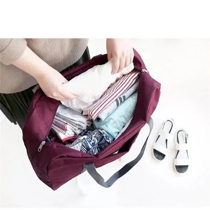 1Pc Red/Navy/Green Multifunctional Folding Travel Bag Single Shoulder Hand Lugg image 6