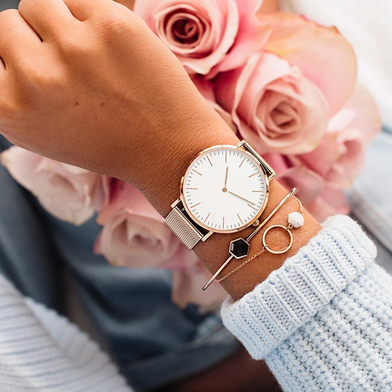 Luxury Rose Gold Watch Women Bracelet Watches Top Brand Ladies Casual Quartz Wa image 6