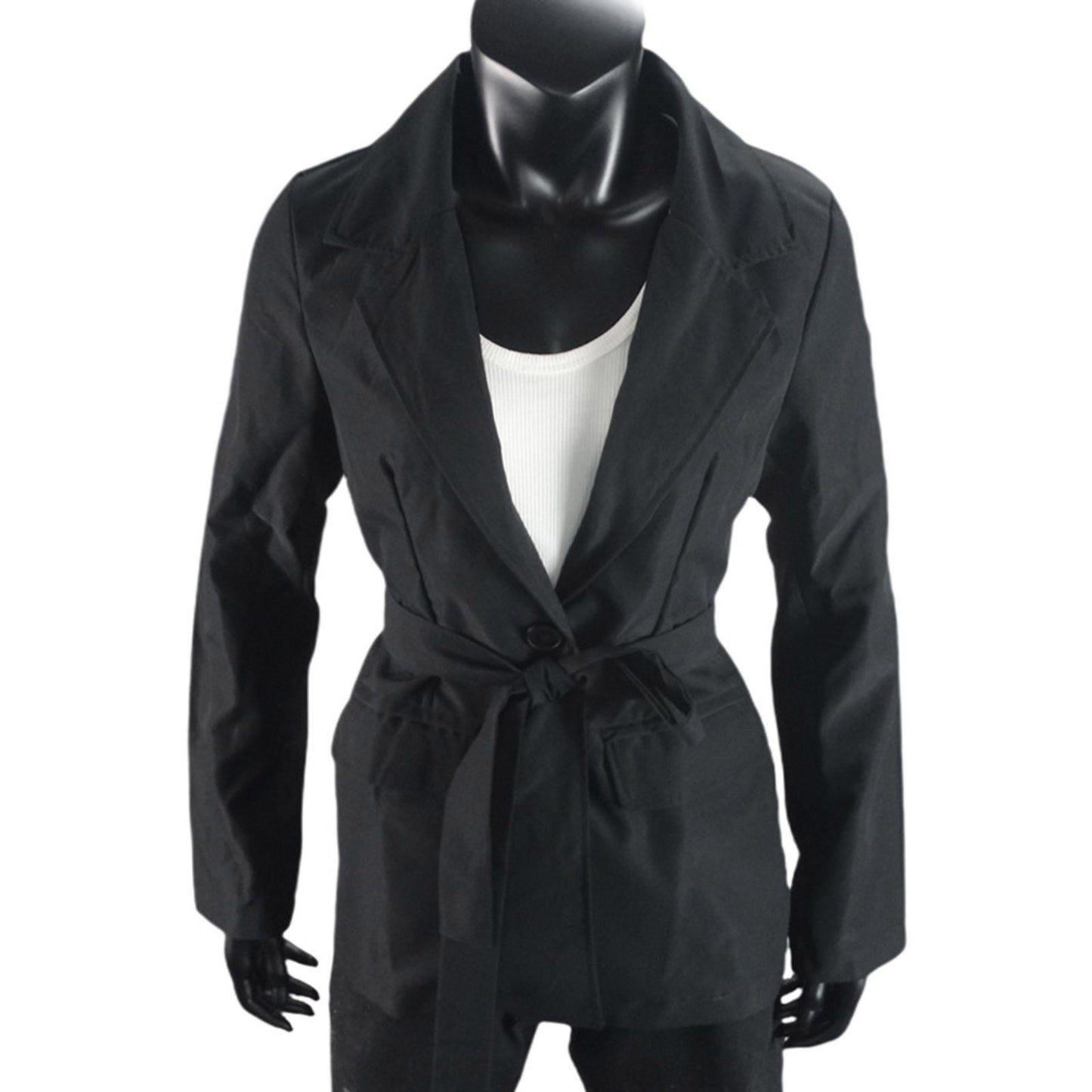Elegant Lady Profession Blazers Coat With Belt Fashion Solid Color Slim Office image 5