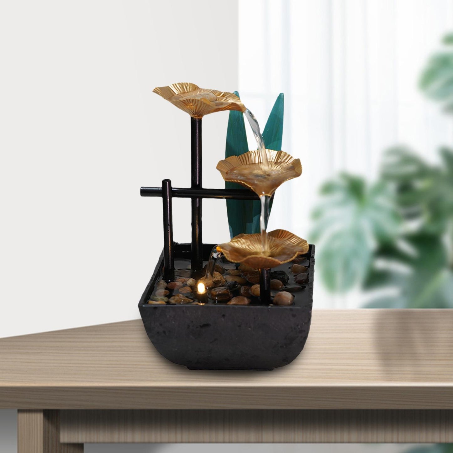 Relaxation Tabletop Water Fountain Indoor Garden Zen Desktop Waterfall Decor image 4