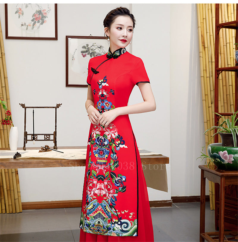 Vietnam Woman Retro Ao Dai Elegant Phoenix Chinese Style Cheongsam Vintage Fest image 4