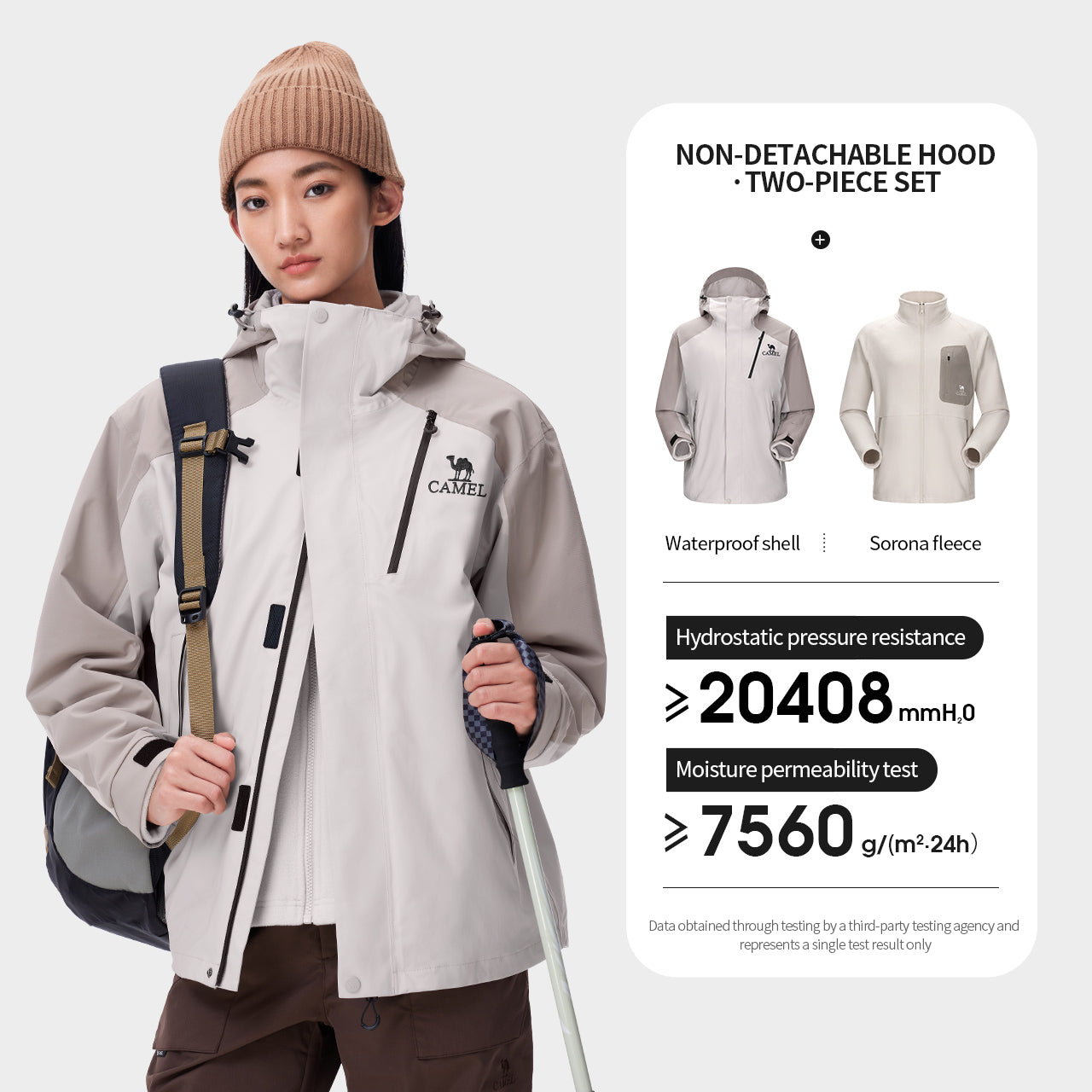 GOLDEN CAMEL Outdoor Hiking Jackets for Men Three-in-One Waterproof Fleece Jack image 2