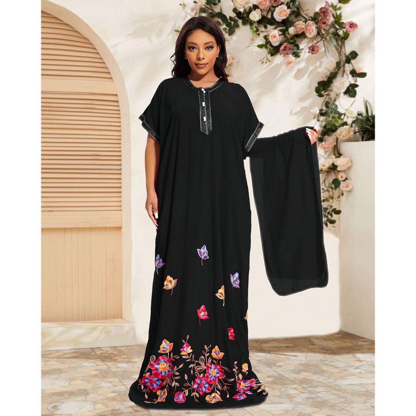 PlusSize Traditional Cotton Kaftan Clothing Loose Abayas Dress African Beach Ho image 5
