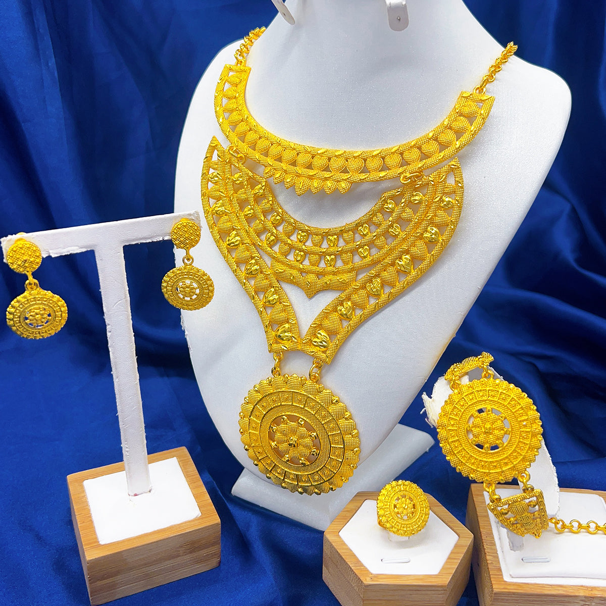 ANIID Luxury Dubai Big 4PCS African Gold Color Jewelry Necklace Sets For Women image 8