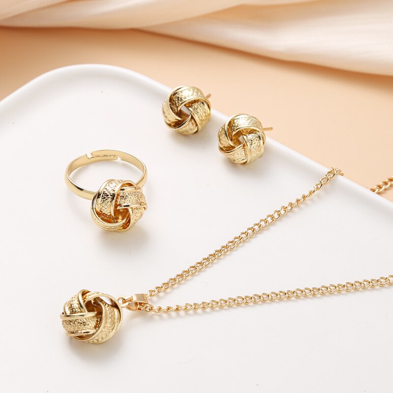 Gold-Color Ball Shape Jewelry Sets Copper Trendy Fashion Style Adjustable Chain image 3
