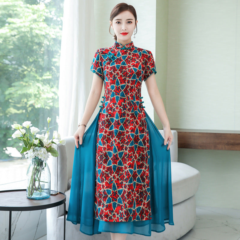 2022 Vietnam Aodai Dress for Women Chinese Traditional Plus Size Qipao Dress Re image 2