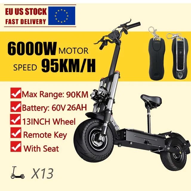 100km/h Top Speed Scooter Electric 13inch Tire Electric Kick Scooter Folding Hy image 3