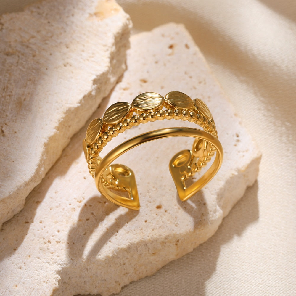 Stainless Steel Rings for Women Aesthetic Sunflower Gold Plated Wedding Couple image 34
