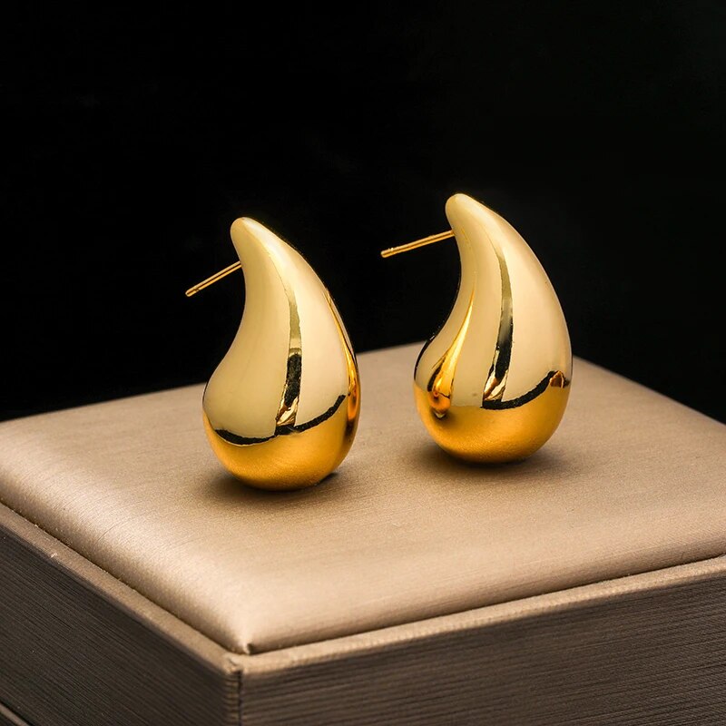 EILIECK 316L Stainless Steel Gold Color Water Drops Necklace Earrings Trendy Fo image 4