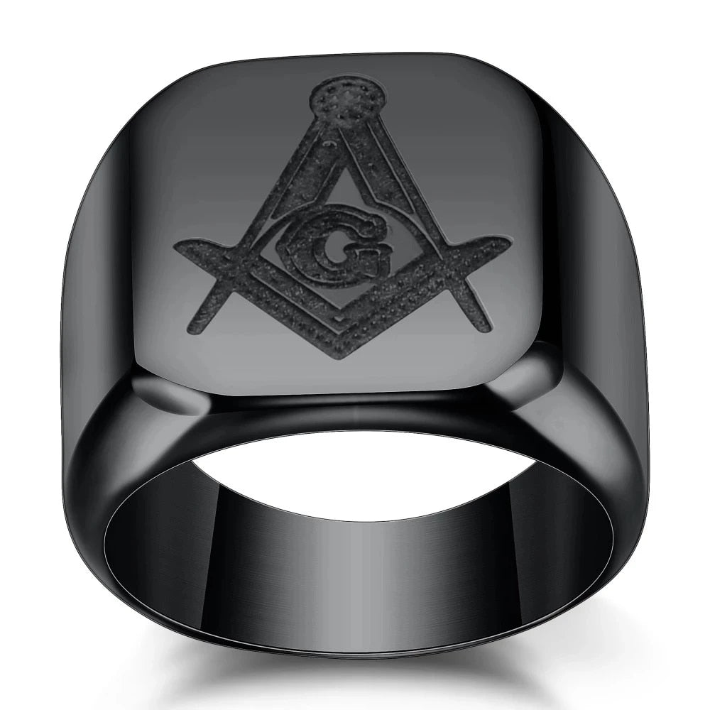 Punk New Men's Stainless Steel Masonic MASON Gold Color Tone Biker Ring Size 8- image 6