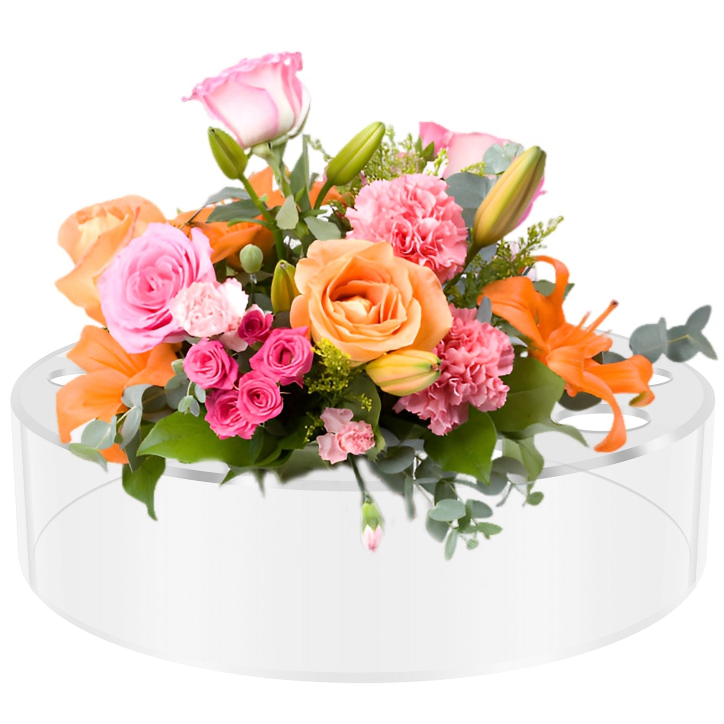 Clear Acrylic Flower Vase Round Floral Centerpiece Dining Table Floral Arrangem image 0