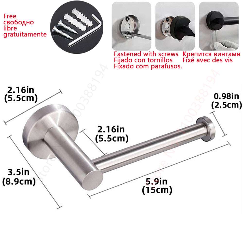 Adhesive Toilet Paper Holder Wall Mount For Bathroom Kitchen Silver Gold Black image 2
