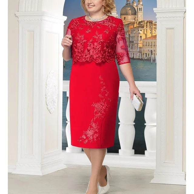 Rimiut Plus Size 5XL 4XL Women Summer Autumn Dress Elegant Lace Dress Female Bl image 1