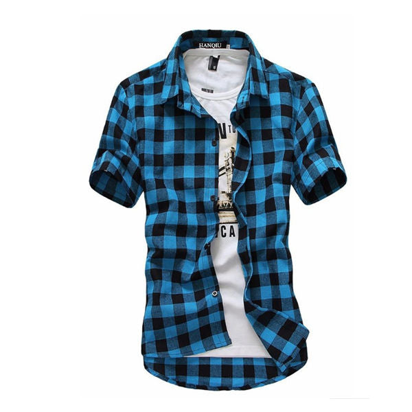 Red And Black Plaid Shirt Men Shirts 2024 New Summer Fashion Chemise Homme Mens image 3