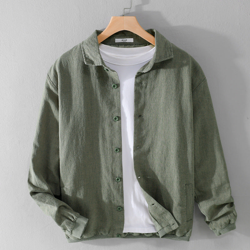 2024 Spring New Loose Casual Linen Jackets for Men Clothing Solid Color Big Poc image 0