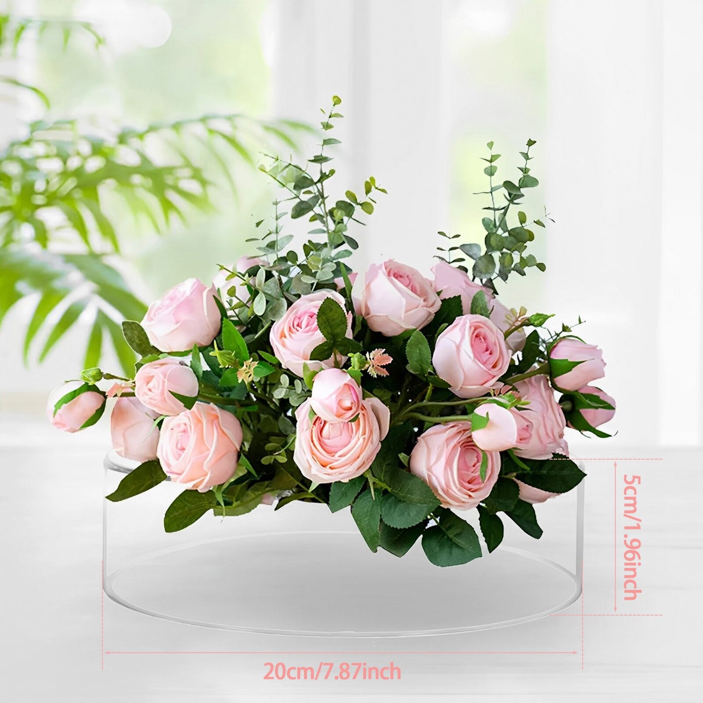 Clear Acrylic Flower Vase Round Floral Centerpiece Dining Table Floral Arrangem image 4