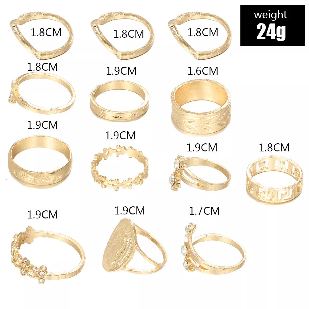 Gold Midi Finger Rings Set For Women crystal Geometric Retro Knuckle Ring image 1
