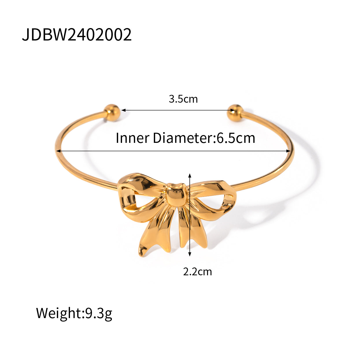 Uworld Chic Bow Tie Stainless Steel Bracelet Waterproof Metal Texture 18K Gold image 2
