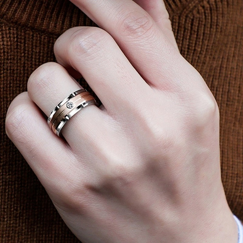 1pcs Luxury Women Ring Metal Hollow Carving Pattern Rose Gold Color Zircon Ston image 5
