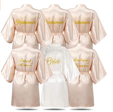 new Rose Gold bathrobe bride satin robe women getting married bride hen party image 4