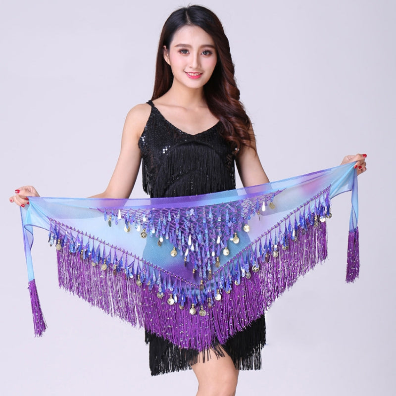 Waist Chains Sequined For Belly Dance Hip Scarf Tassel Triangular Waist Scarf C image 10