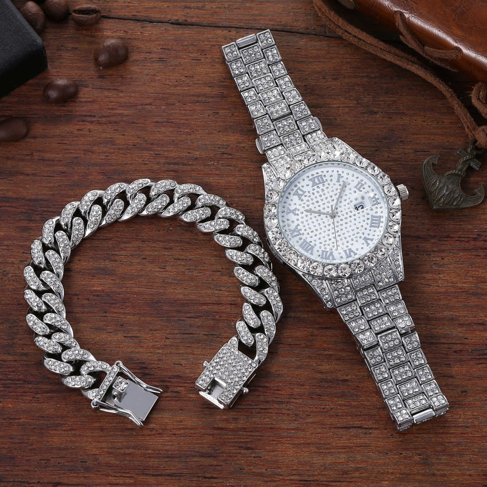 Diamond Men Women Watches Gold Watch Ladies Wrist Watch Luxury Rhinestone Unise image 8