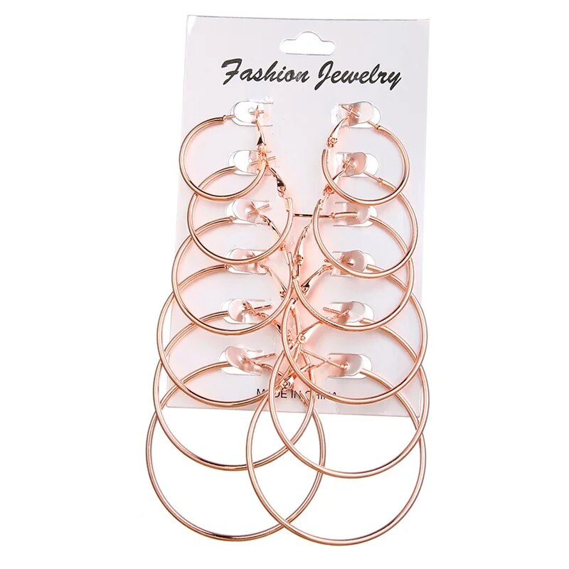 FNIO Statement Gold Color Big Bamboo Circle Hoop Earrings For Women Hip Hop Ear image 11