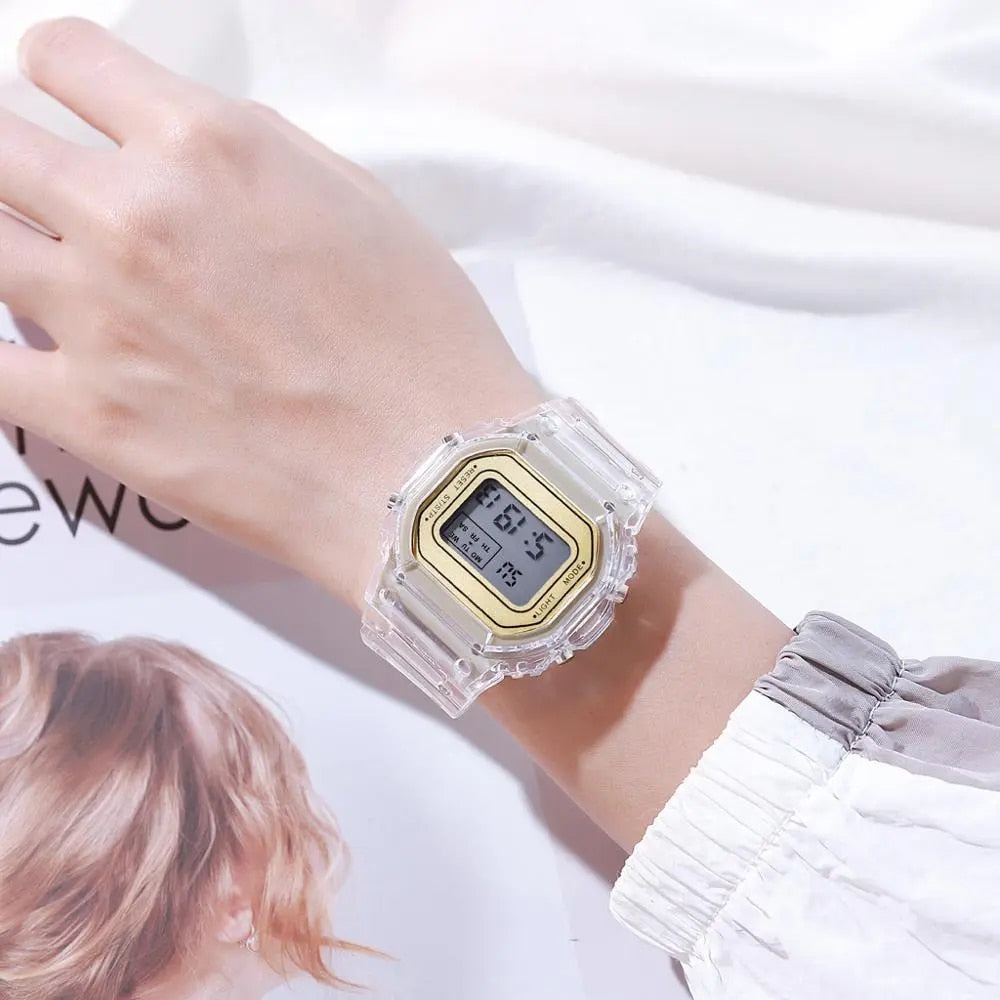 Fashion Men Women Watches Gold Casual Transparent Digital Sport Watch Lover's G image 21