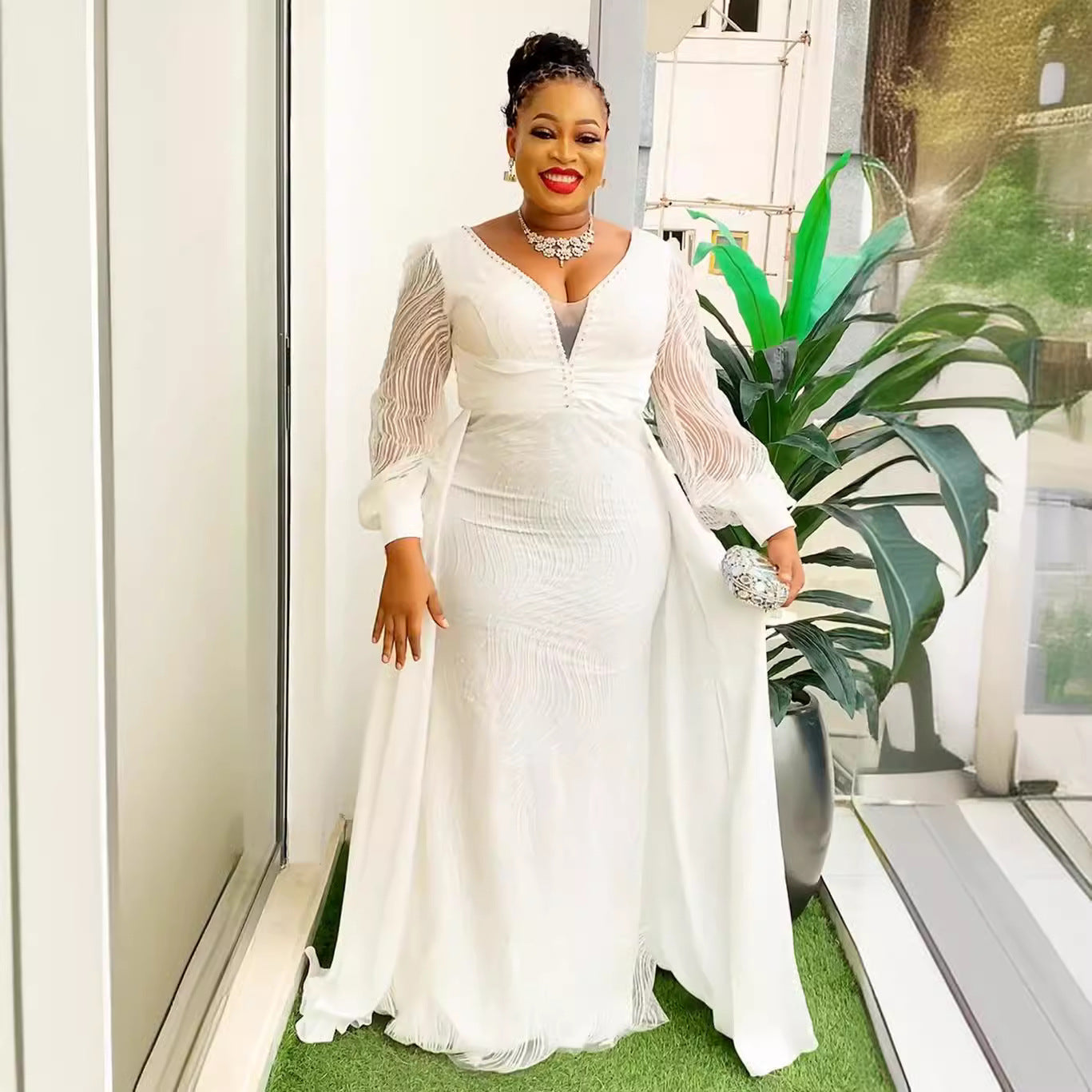Plus Size African Party Dresses for Women Dashiki Ankara Sequin Wedding Evening image 3