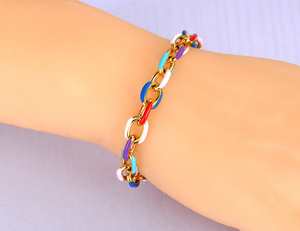 JeeMango Titanium Stainless Steel Chain & Link Bracelet Trendy 18k Gold Plated image 5
