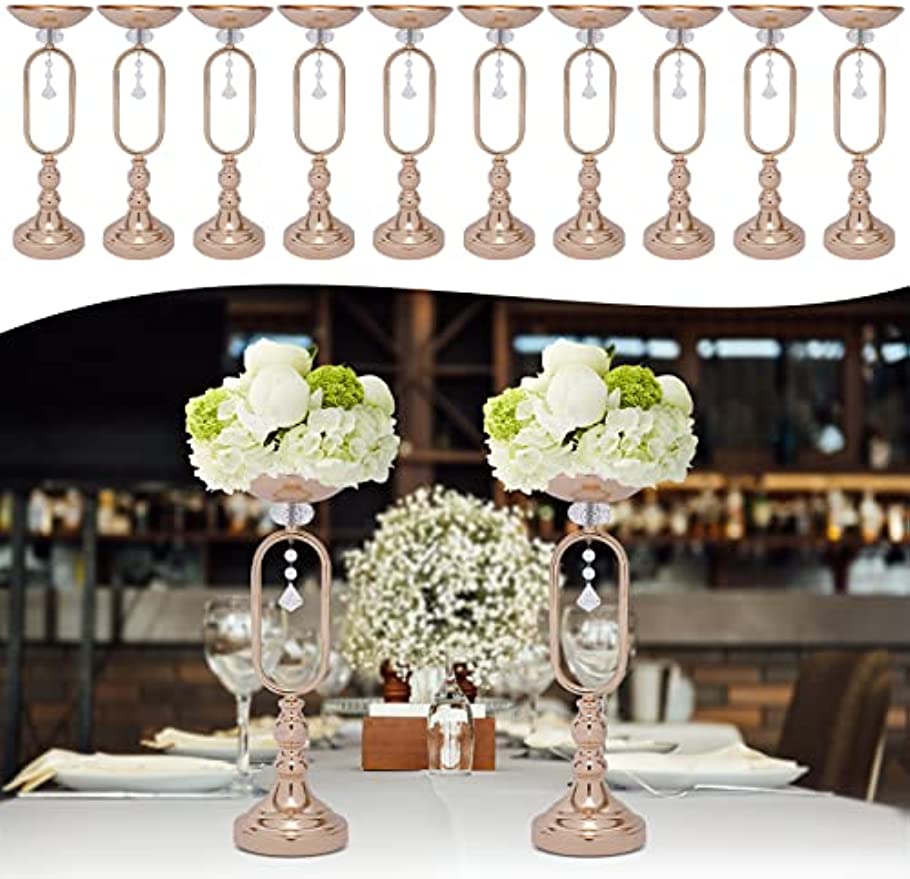10 Pcs Gold Metal Trumpet Vases 17.5'' Tall Vase Wedding Centerpieces for Table image 1