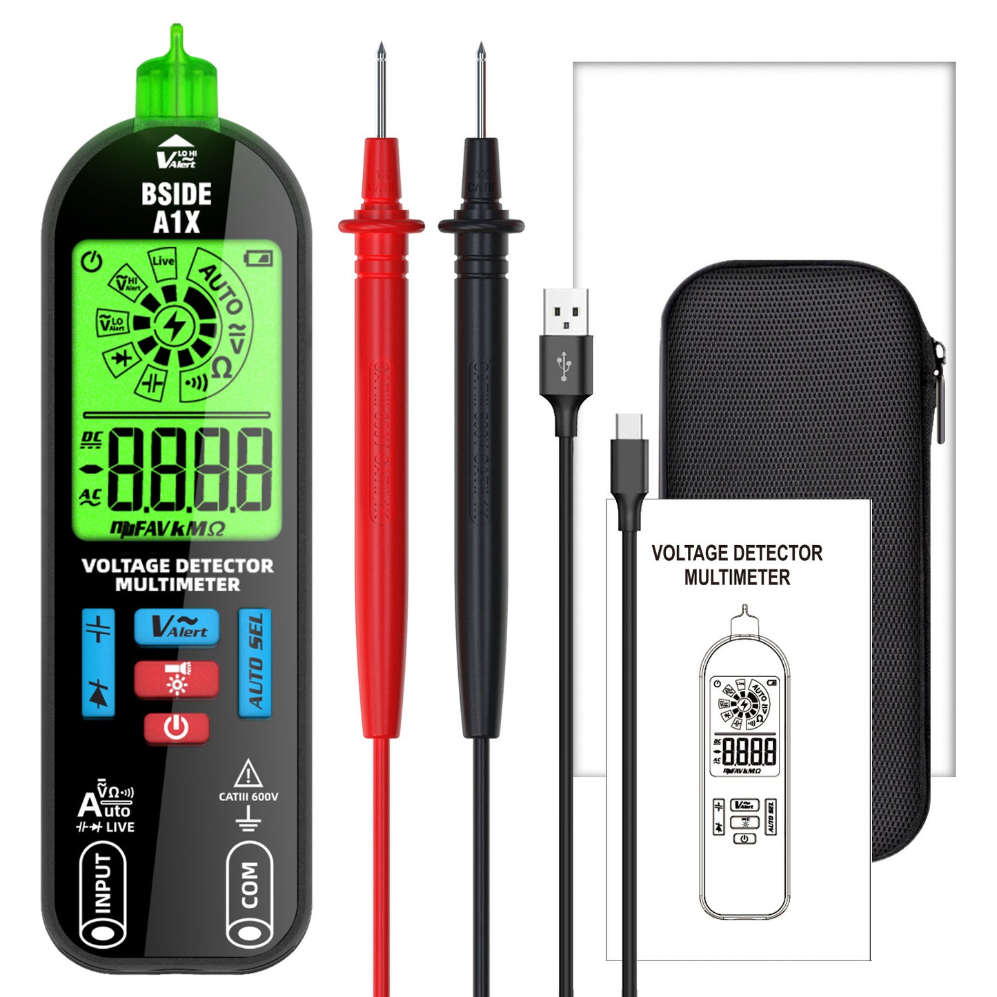 BSIDE Professional Digital Multimeter AC DC Voltage 520V Smart Voltmeter NCV Hz image 3
