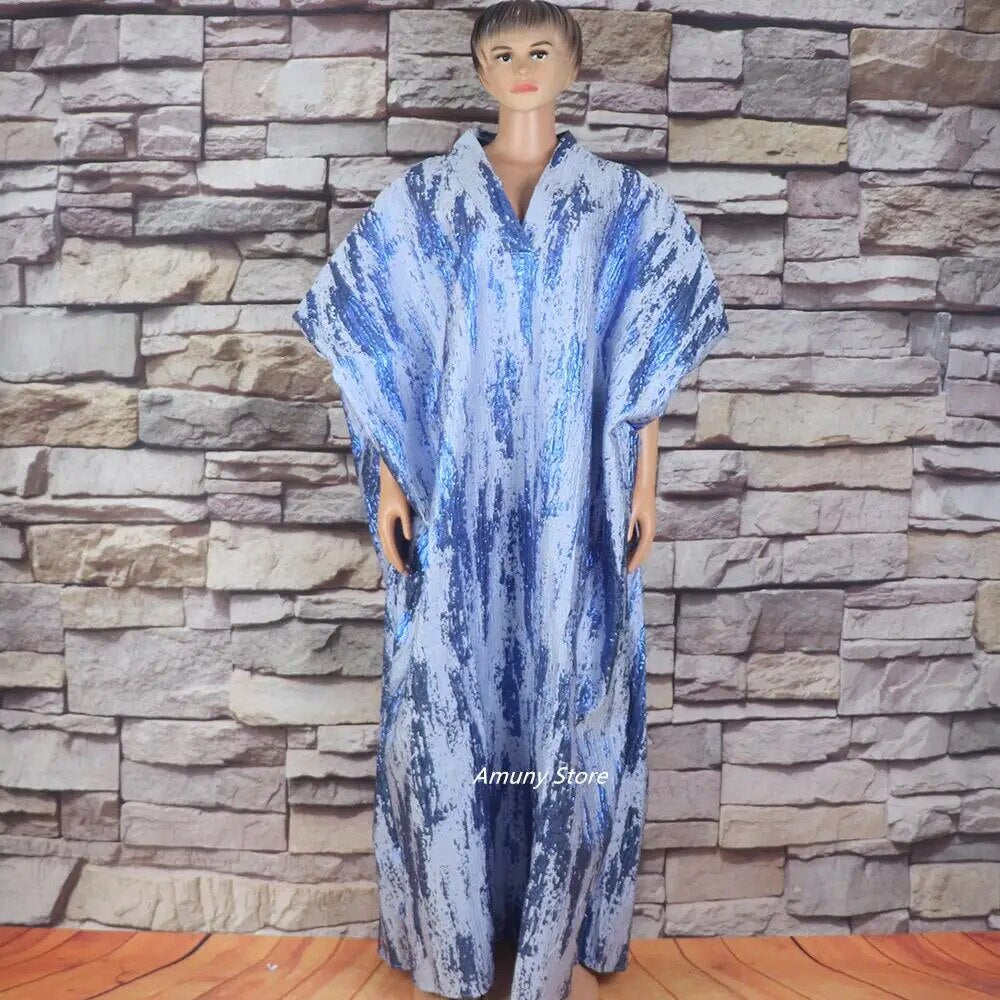 African American mother expensive custom hot gold jacquard fabric loose dress image 11