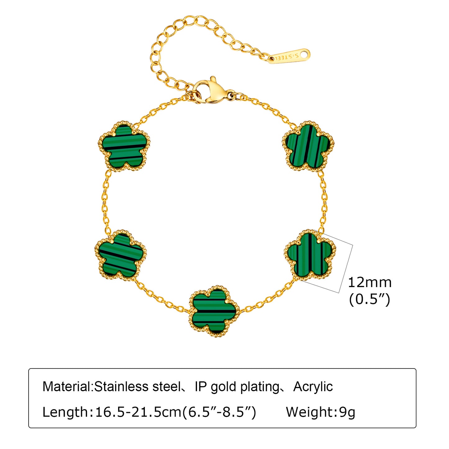 Cubic Zirconia Clover Bracelet for Women18k Gold Plated Link Statement Jewelry image 9