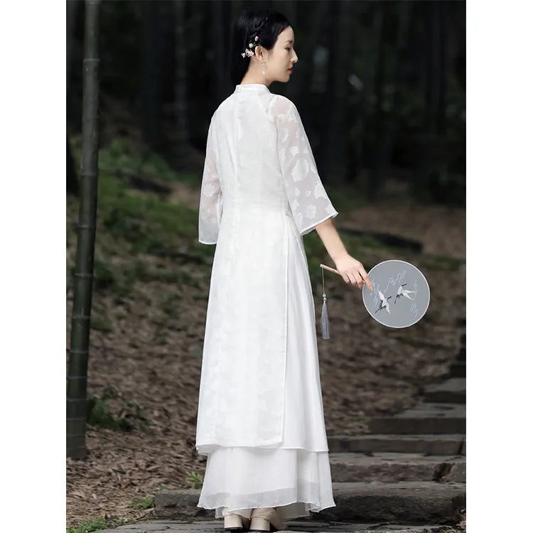 2024 Traditional Vietnam Chiffon Ao Dai Chinese Set Qipao For Women Fariry Cheo image 5