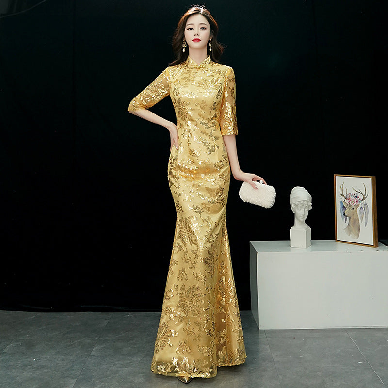 Prom Party Gorgeous Women Dress Plus Size 3XL Vestidso Lace Elegant Lady Cheongsam image 6